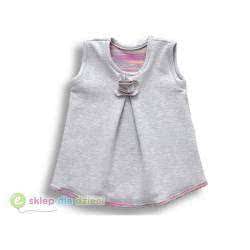 Sukienka dresowa dla dziewczynki szaro-różowa-2956